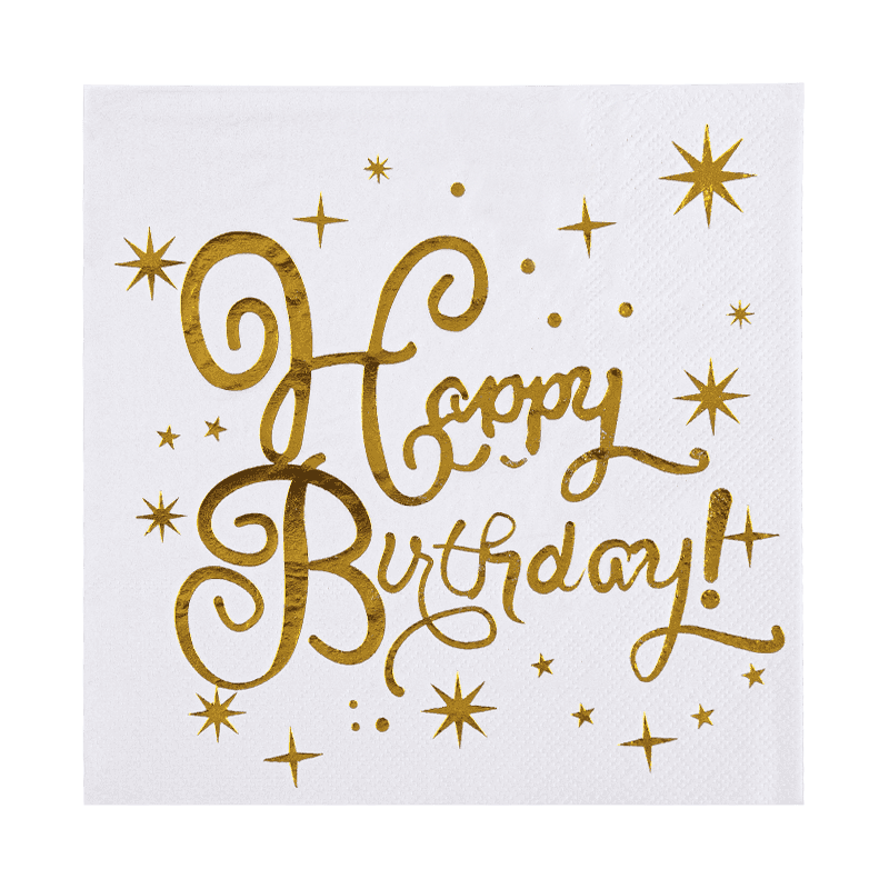 33x33お誕生日おめでとうカクテルナプキンス3ply紙ナプキンホットスタンピングSJ3301